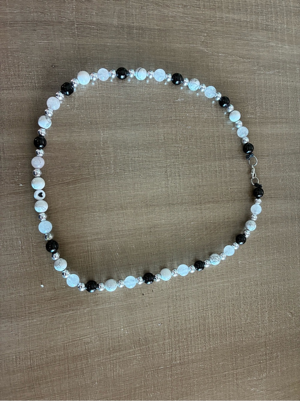 Handcrafted Black & White Beaded Necklace - Elegant Contrast